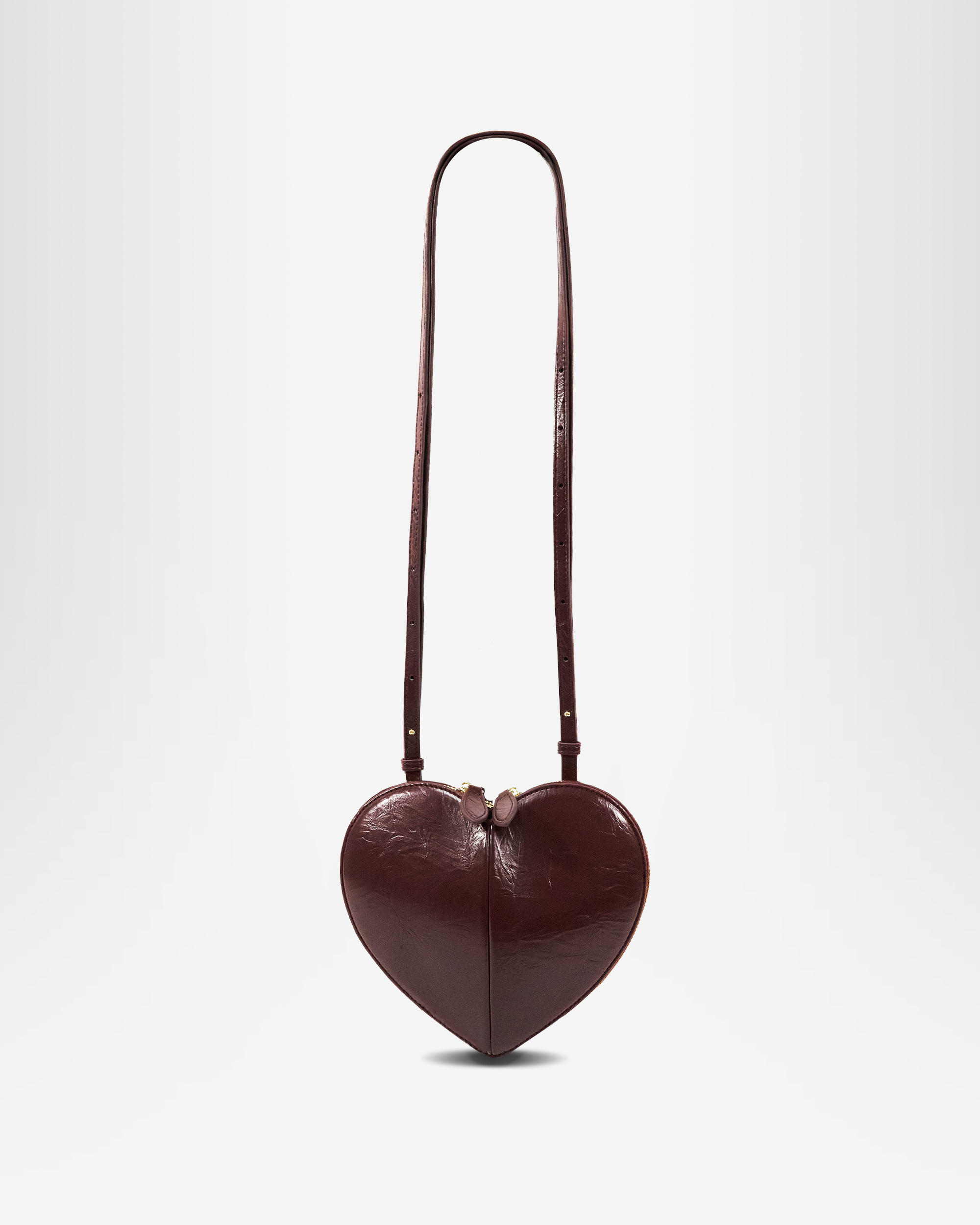 Nyla Heart Shaped Crossbody Bag - Wine Red