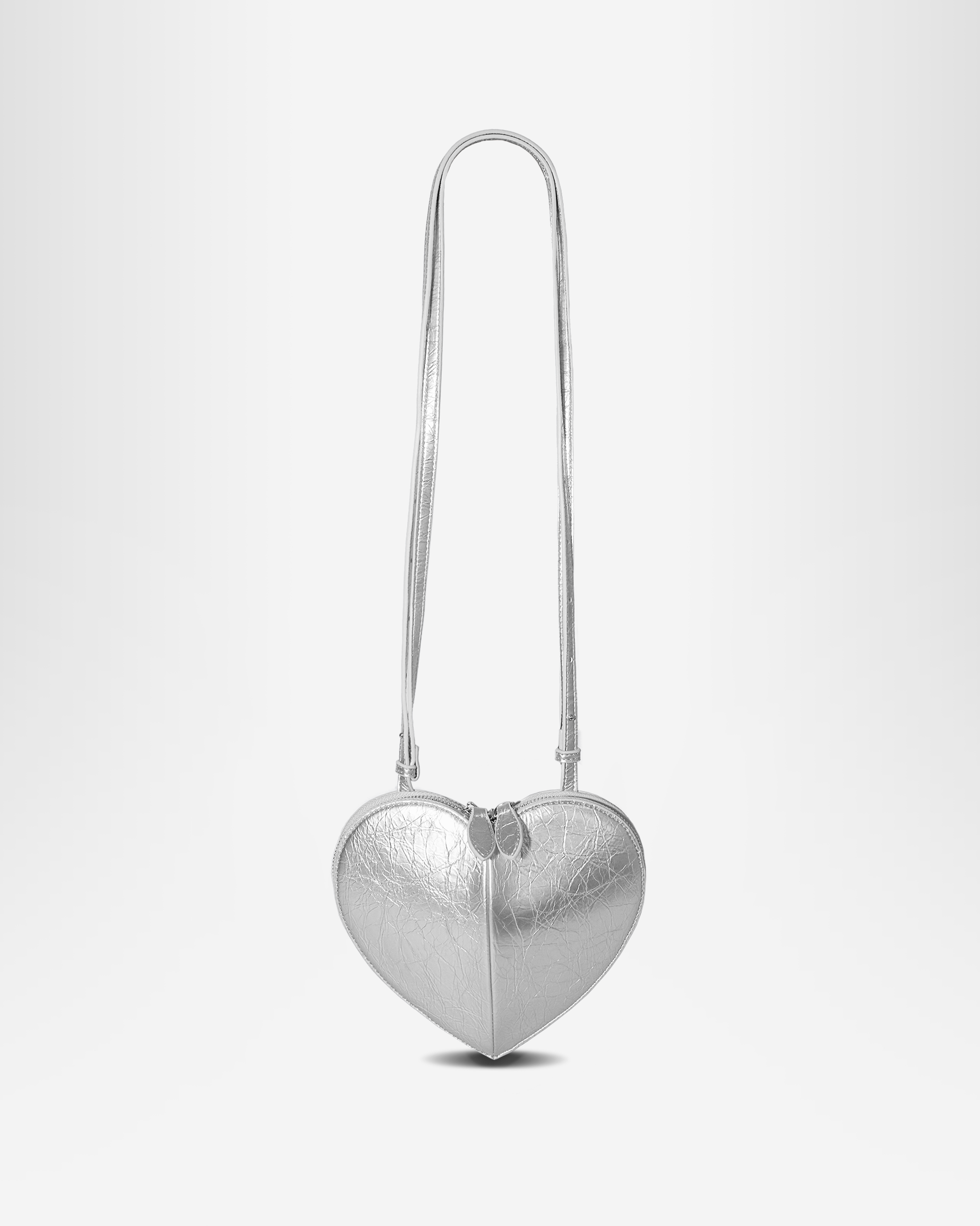 Nyla Heart Shaped Crossbody Bag - Silver