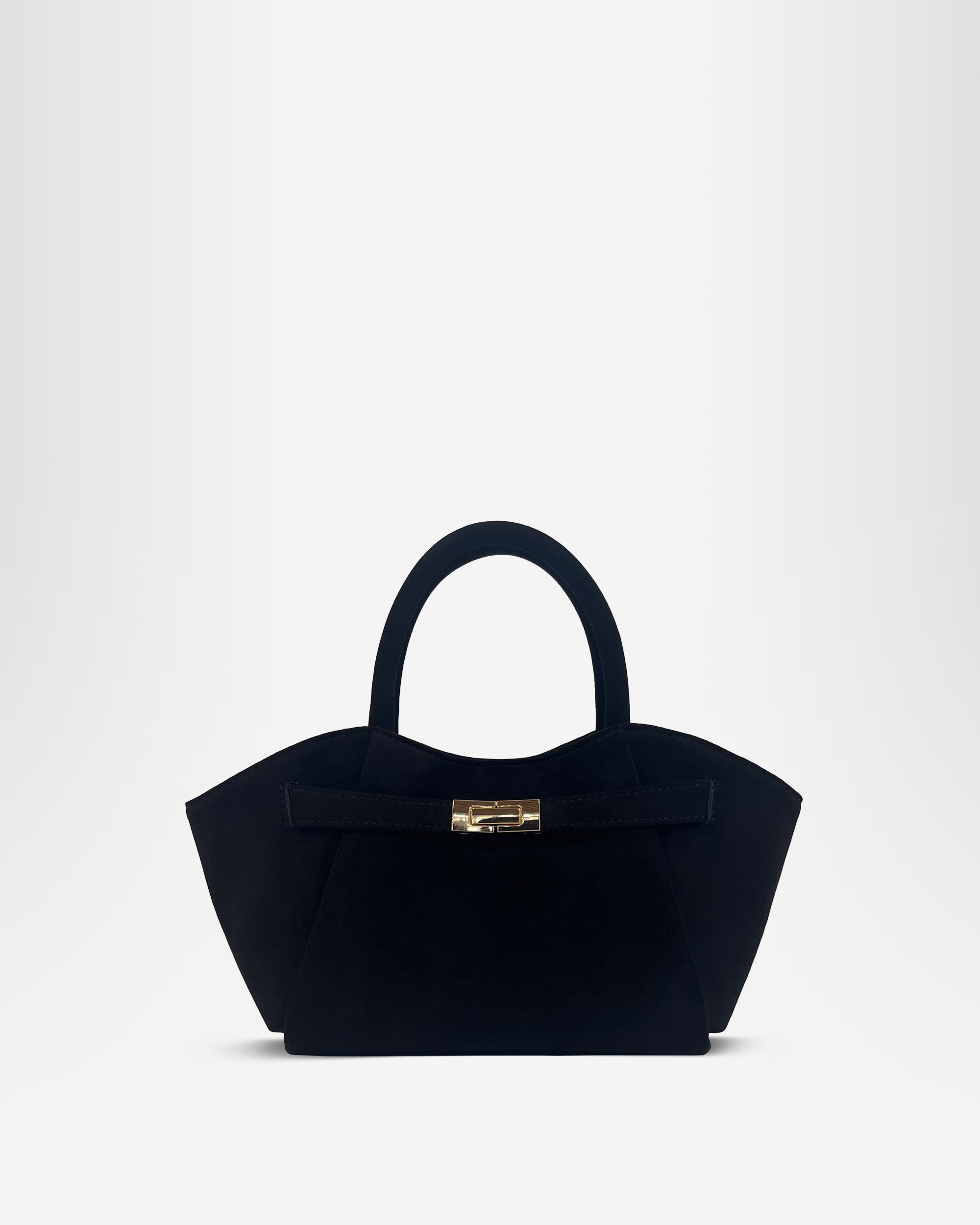 Lena Mini Faux Suede Tote Bag - Black