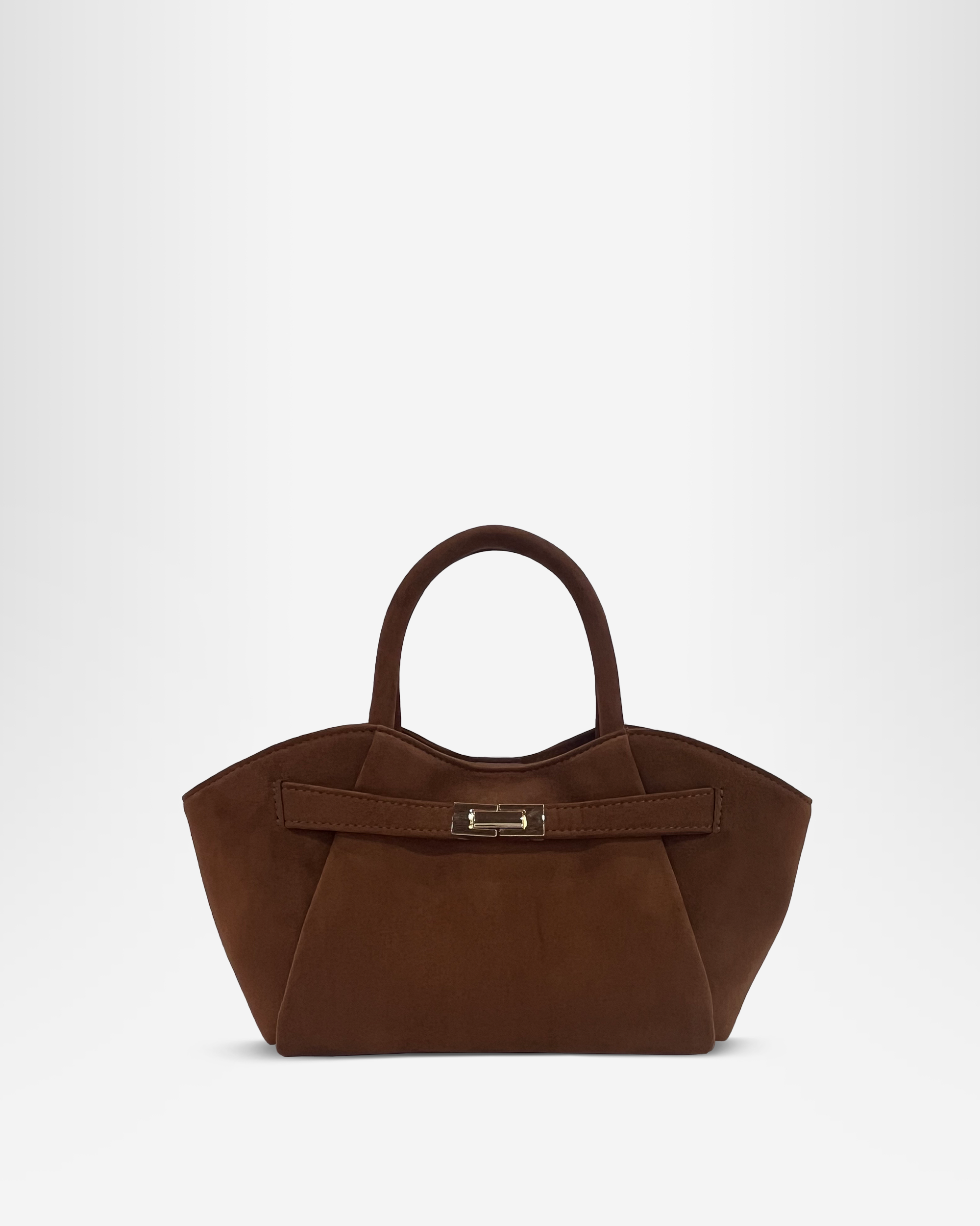 Lena Mini Faux Suede Tote Bag - Brown