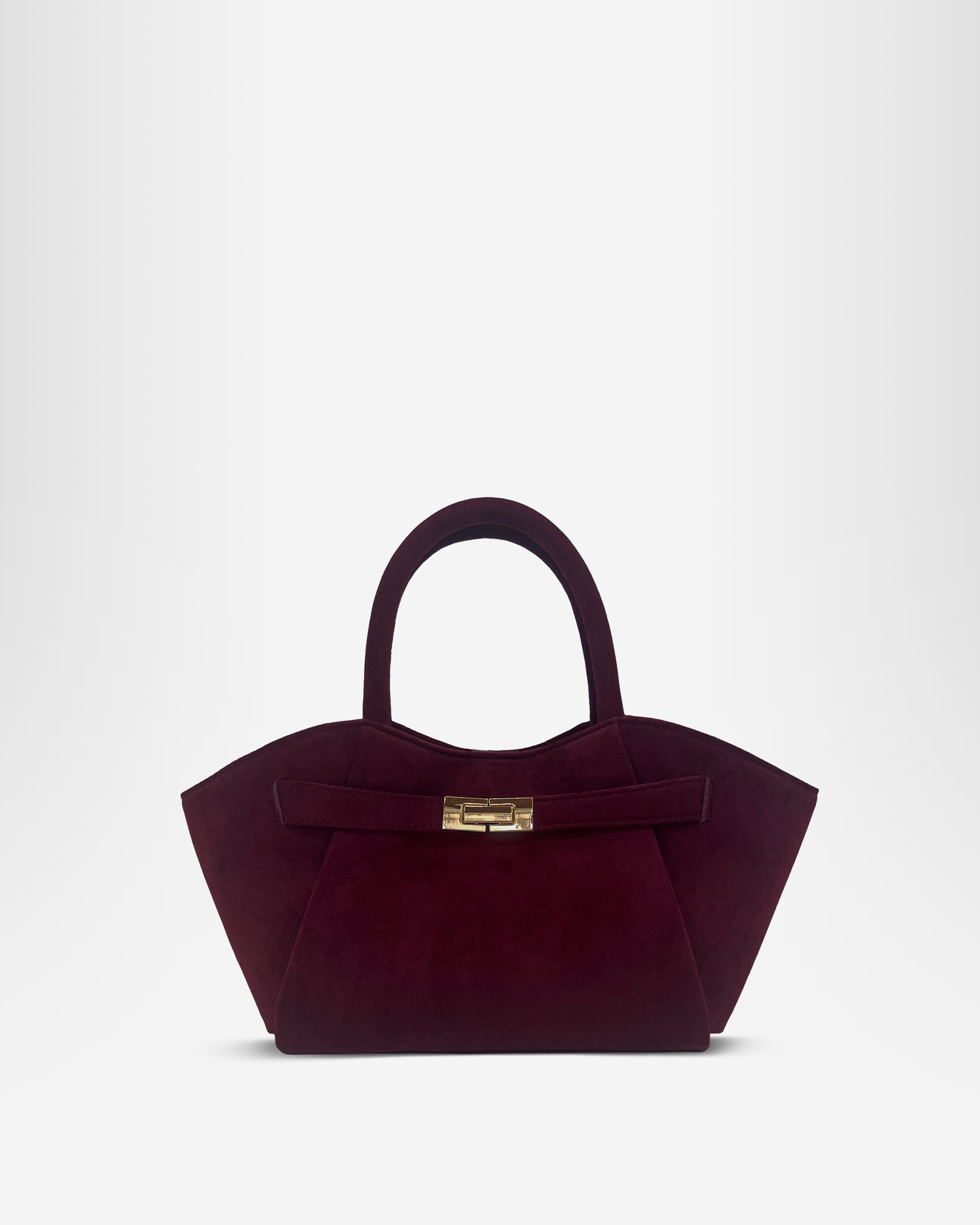 Lena Mini Faux Suede Tote Bag - Wine Red