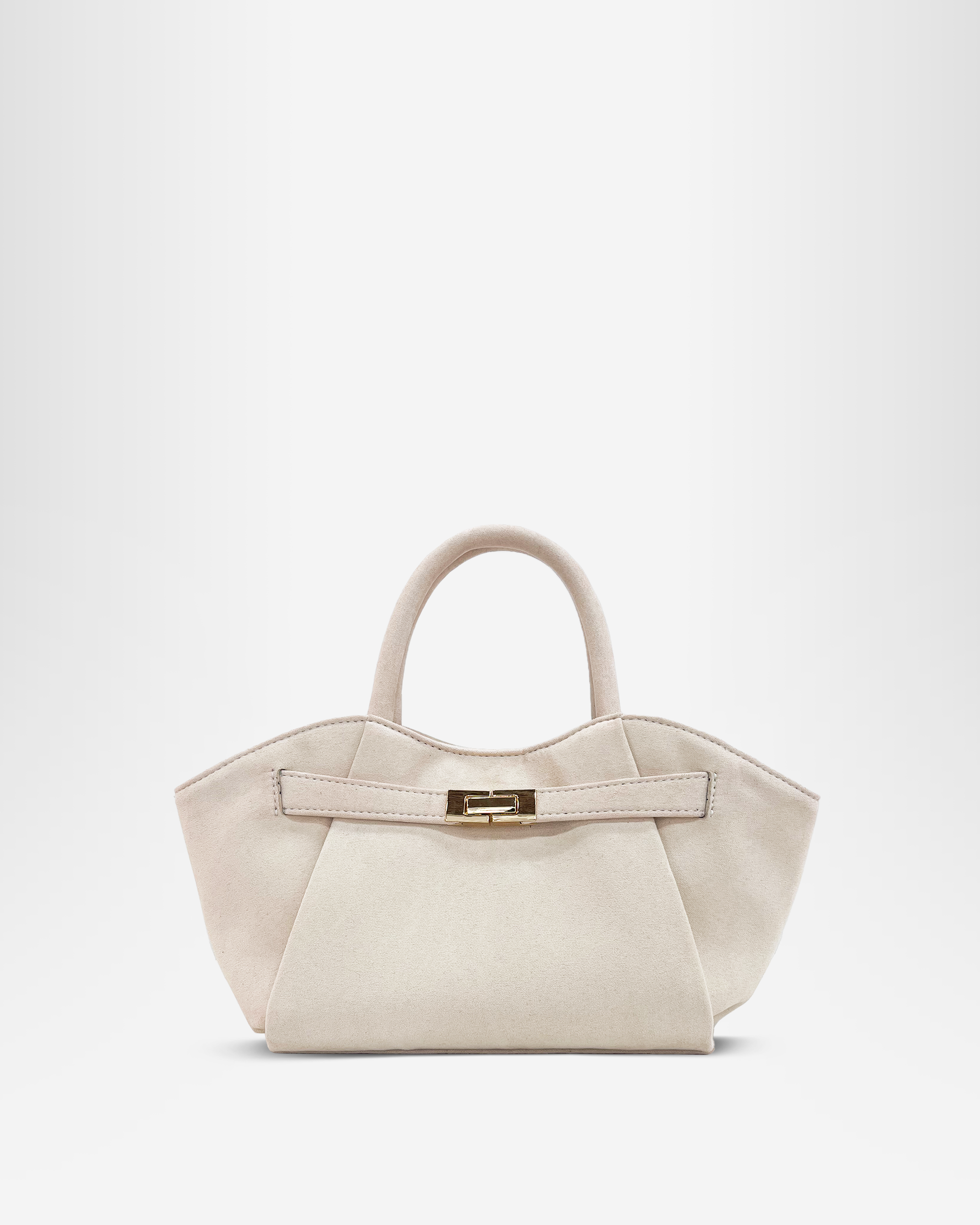 Lena Mini Faux Suede Tote Bag - White