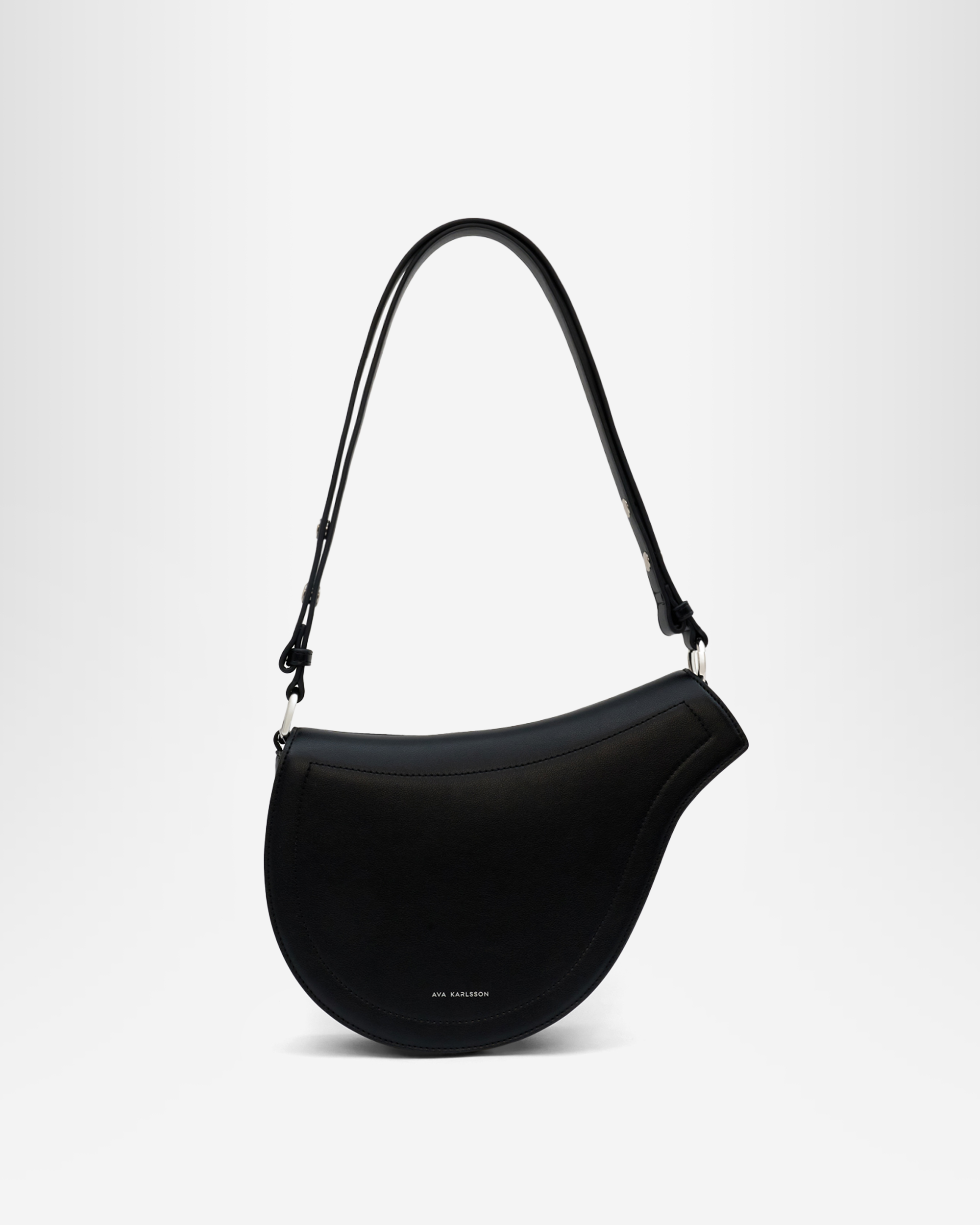 Nola Saddle Shape Crossbody Bag - Black