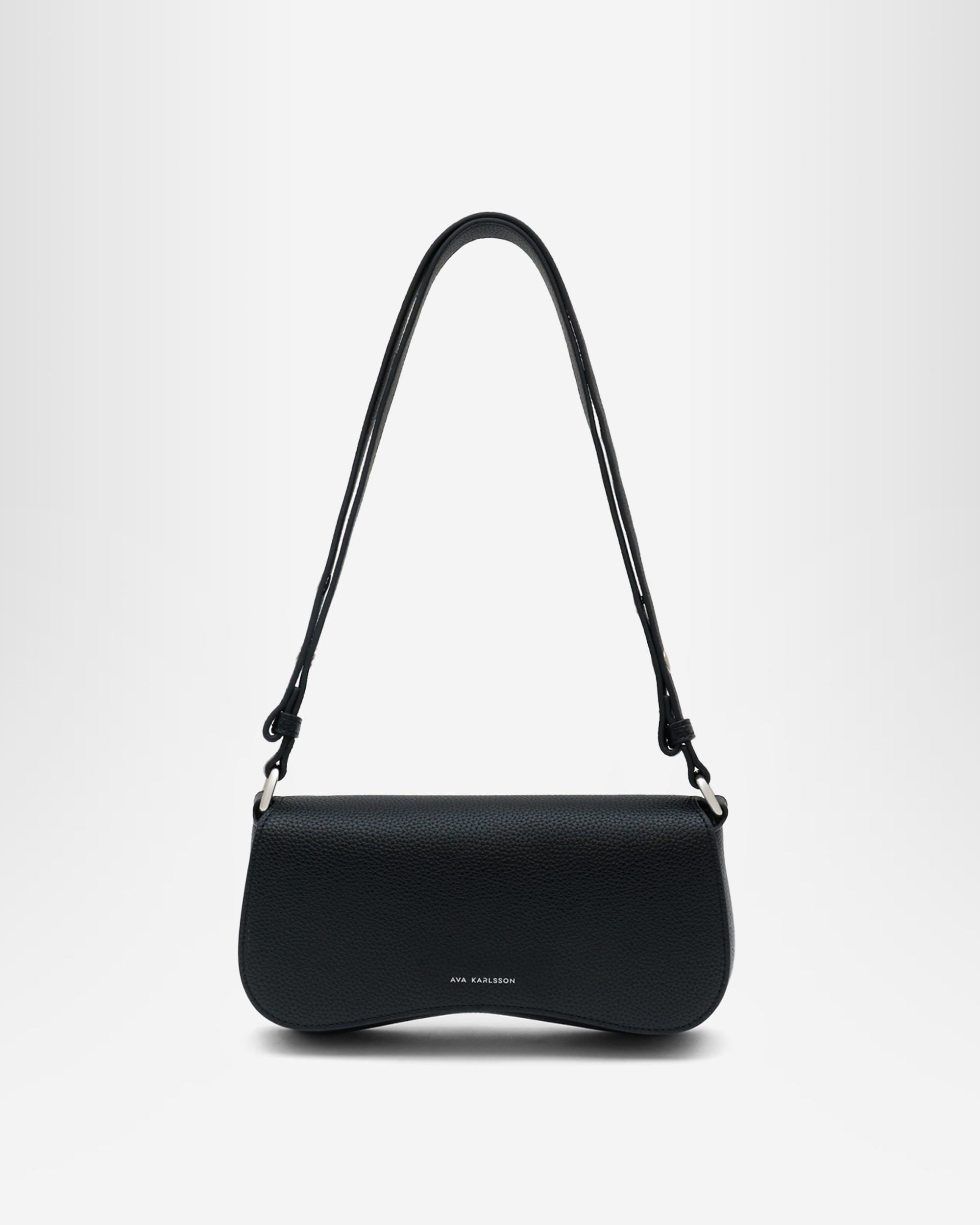 Jayla Curved Flap Crossbody Bag - Black