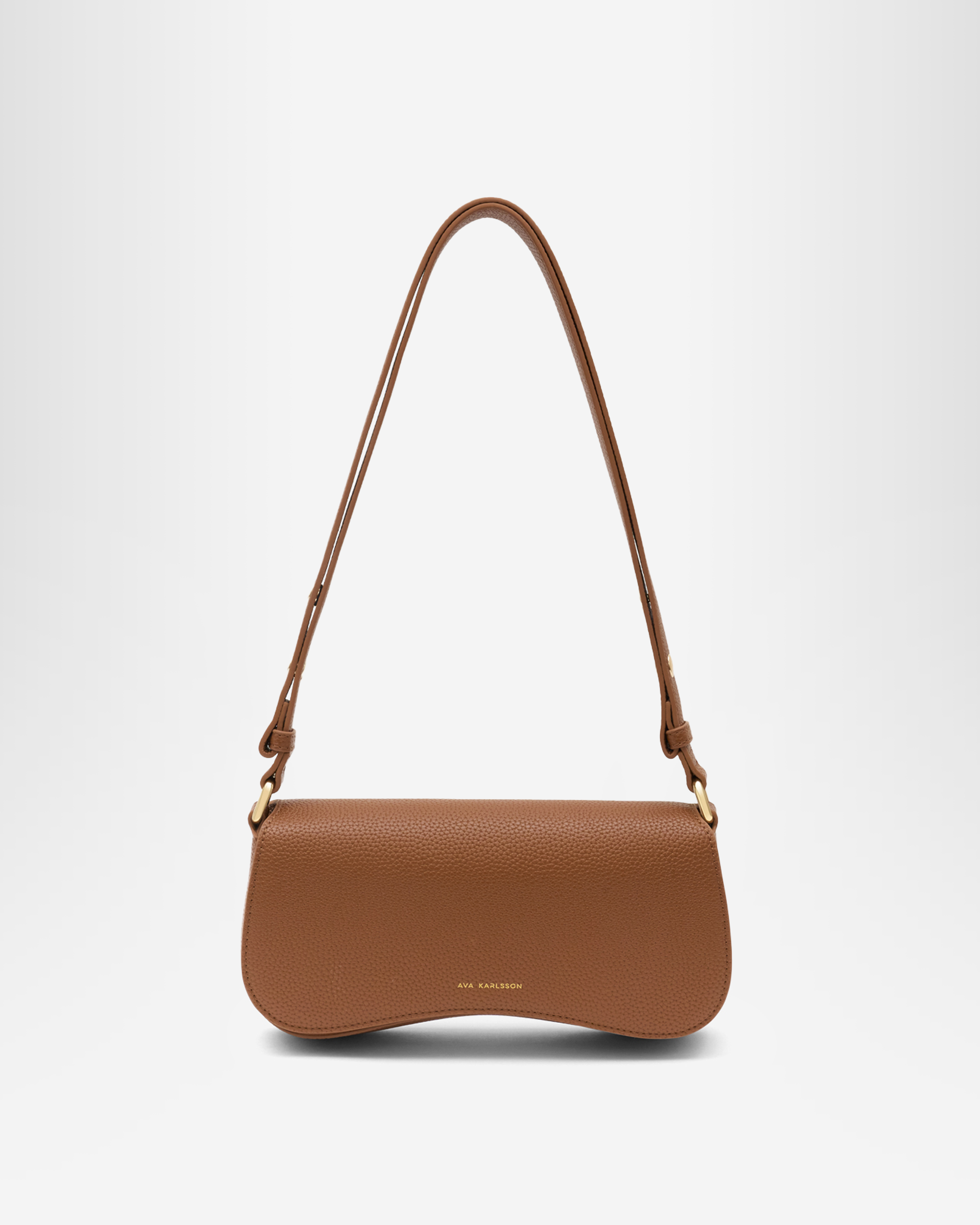 Jayla Curved Flap Crossbody Bag - Brown